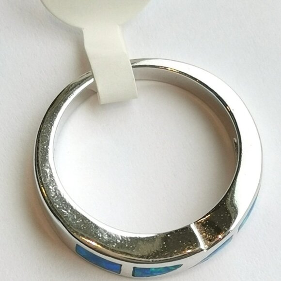 Blue Opal sterling silver band stacking ring size 6 - Picture 4 of 4